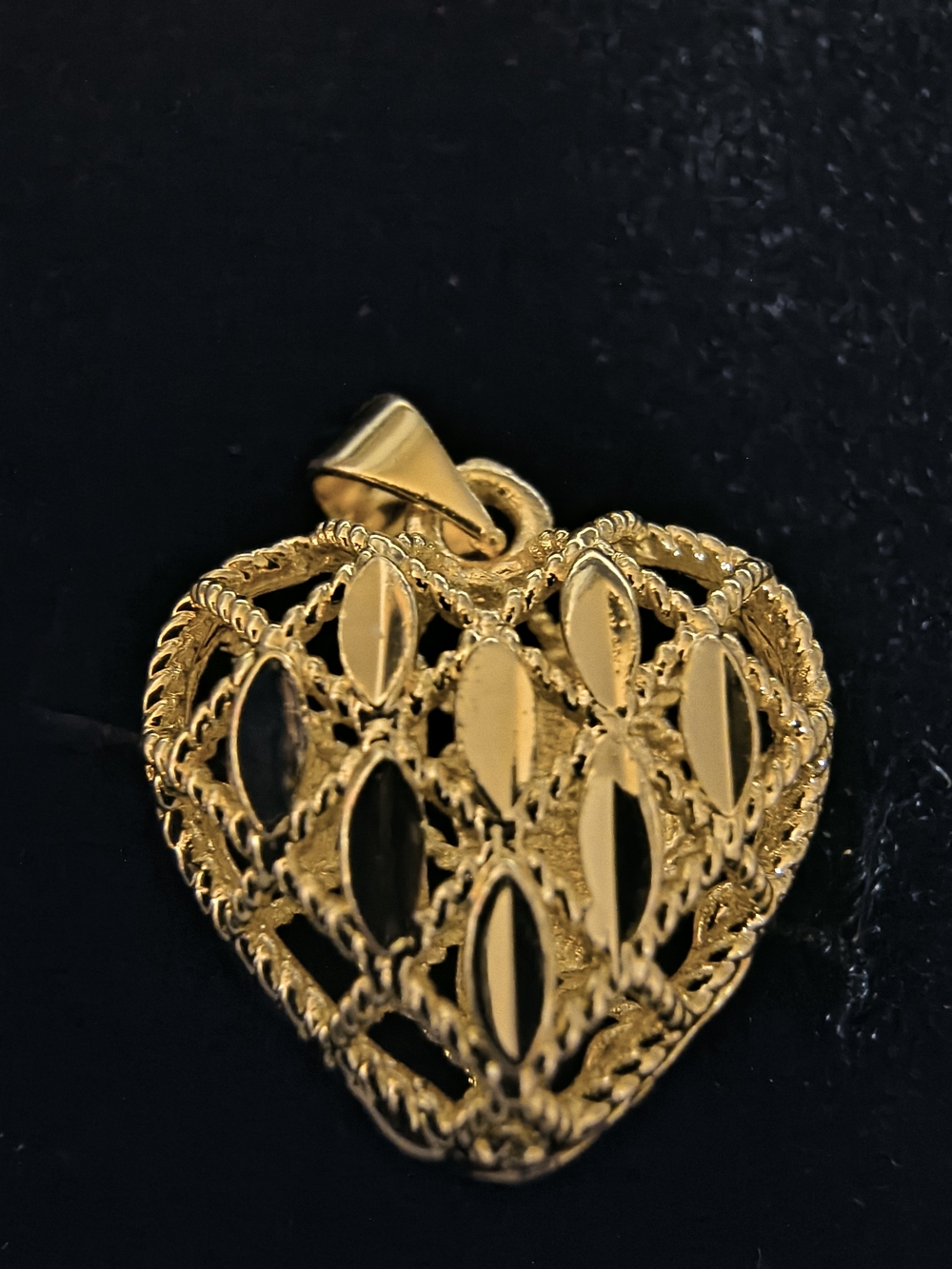 Gold Heart Filigree Pendant Necklace Charm